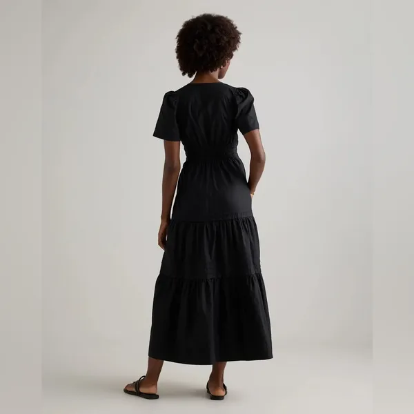Quince 100% Organic Cotton Poplin Tiered Maxi Dress size small - Image 2