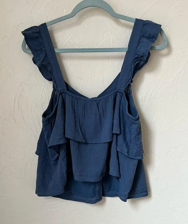 NWT American Eagle cropped blue ruffle top size M - Image 12