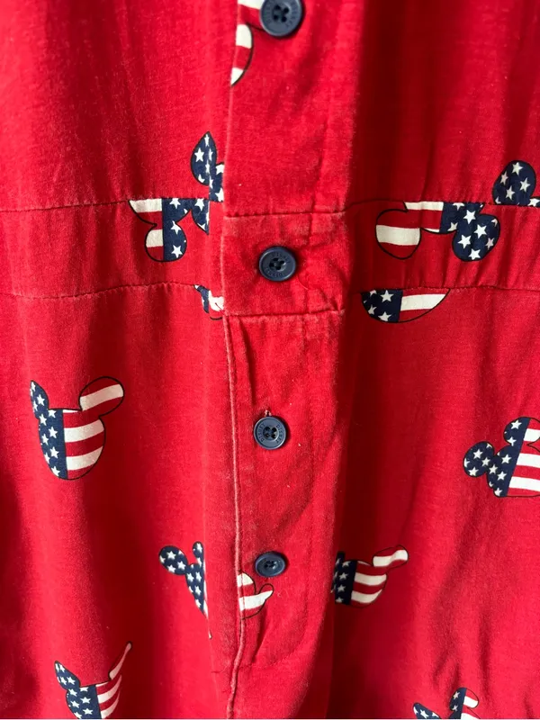 Disney Red White Blue American Flag Mickey Mouse Print Short Sleeve Romper - Image 5