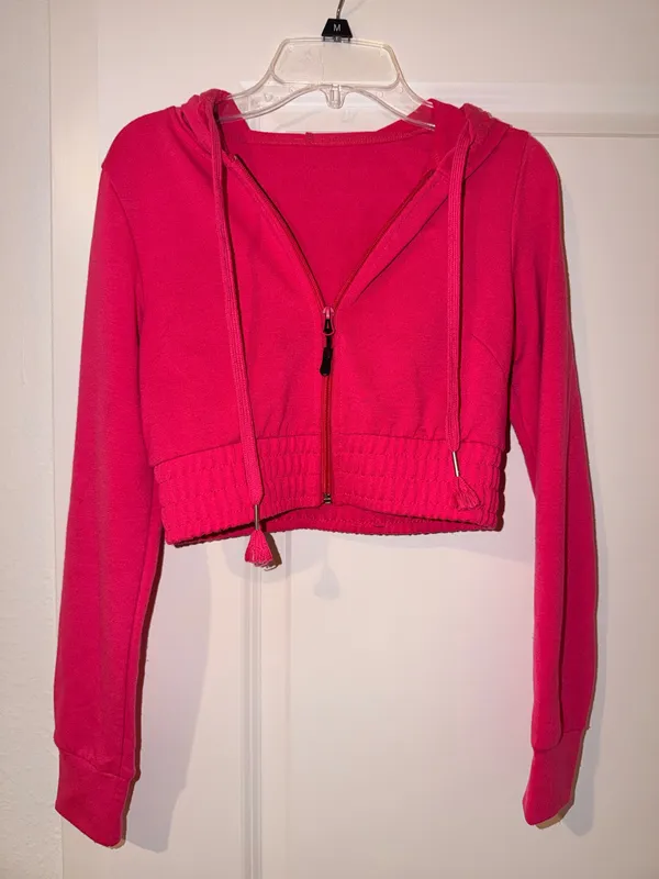 New Mix Womens Hot Pink Cropped Hoodie & Drawstring Shorts - Image 4