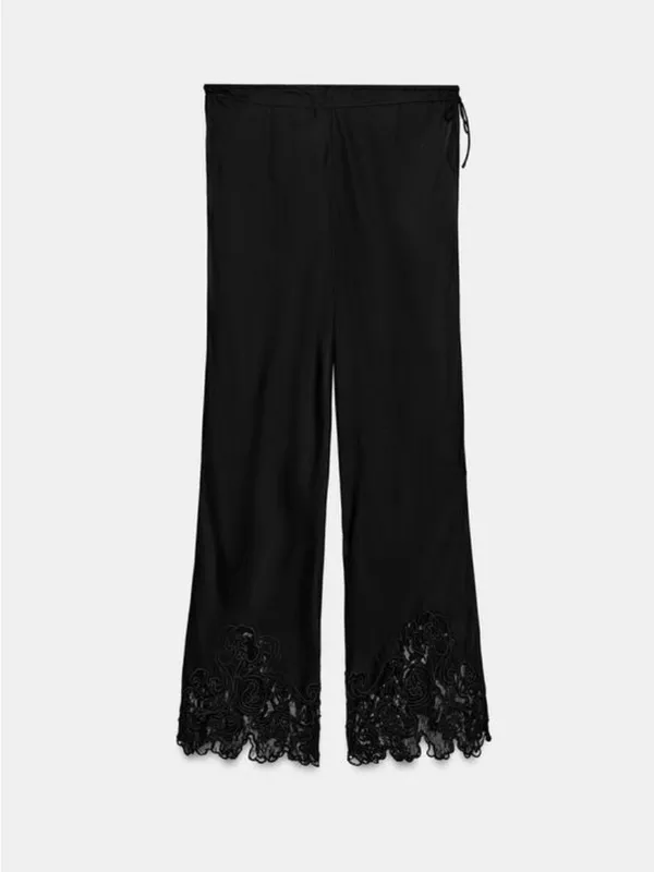 Zara ZW COLLECTION EMBROIDERED SATIN TROUSERS - Image 3