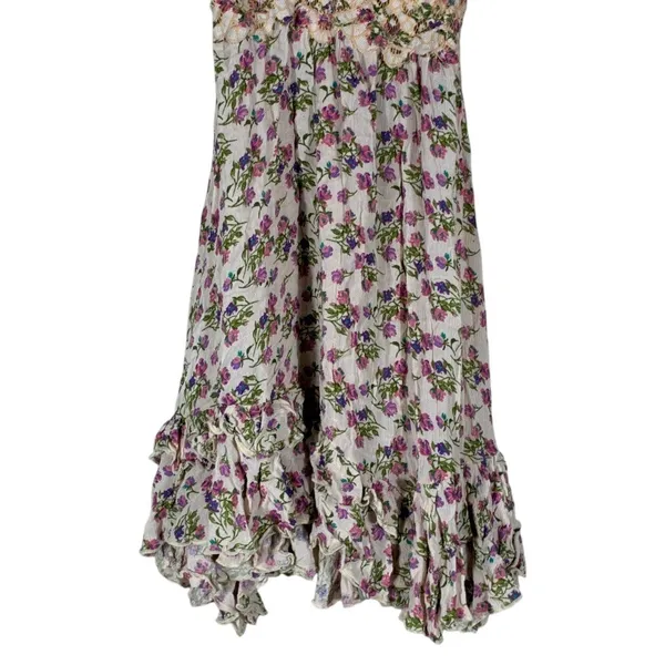 Free People Adella Floral Lace Ruffle Mini Dress Pink Purple Boho Cottagecore XS - Image 4