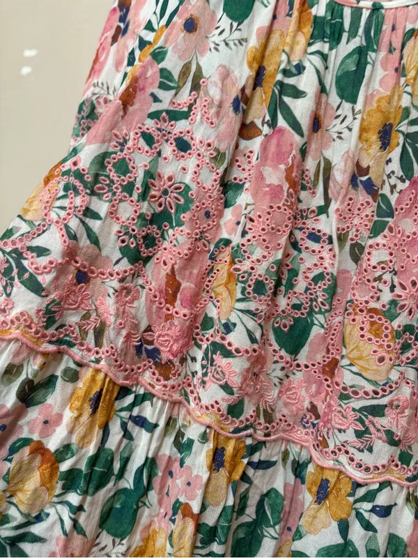 Penelope Rose Fairycore Eyelet Floral Blouse L Cottagecore Boho Peasant - Image 5