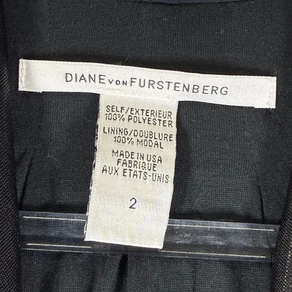 Diane von Furstenberg Black Metallic Draped Halter Mini Dress Size 2 LBD USA - Image 2