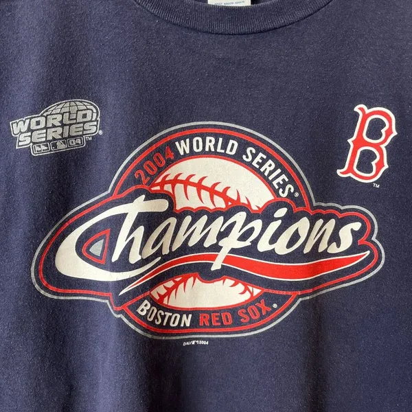 2004 Vintage Y2K Boston Red Sox T Shirt Large L Blue Graphic Tee - Image 5