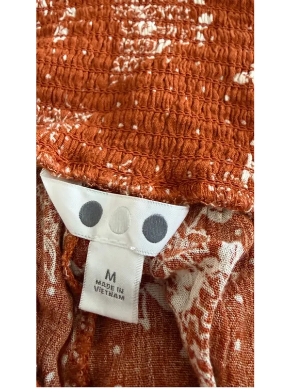 THREE DOTS TO Rust Floral Wide Leg Palazzo Pants - Size M - Image 7