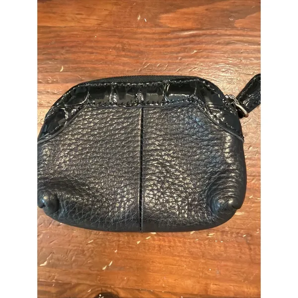 BRIGHTON Pebbled Leather Micro Mini Coin Purse Heart Change Black TINY CUTE - Image 2