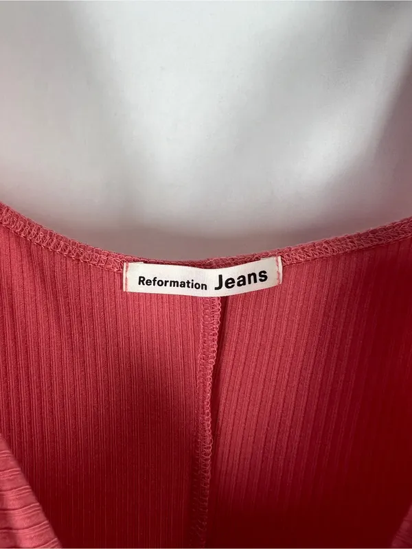 Reformation Jeans Donna Dress Pink Ribbed Side Slit Maxi Dress Size M - Image 4