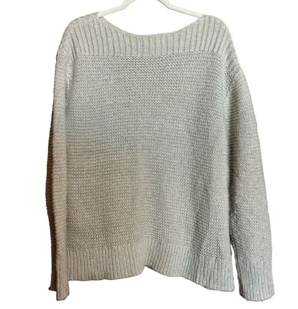 Tommy Bahama Sweater Womens Extra Large XL Beige Metallic Wool Blend Pullover - Image 6