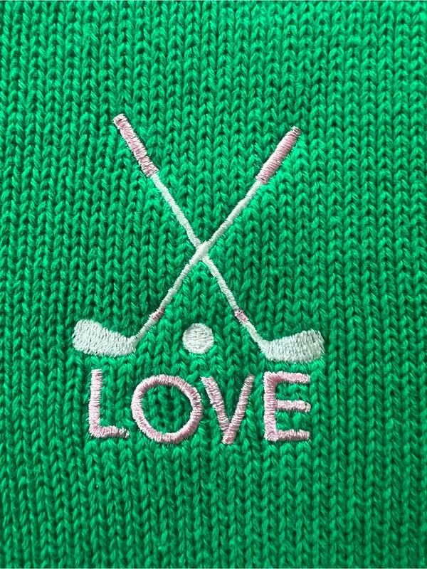 BRIT.NY Green Golf Love Embroidered Cotton Knit Crewneck Sweater Size M Preppy M - Image 7