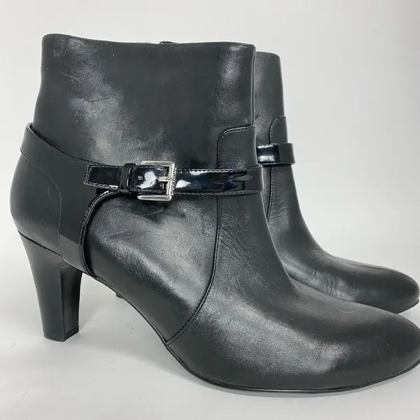 Lauren Ralph Lauren Womens Leather Saida Ankle Boots Booties Buckle Black Sz 10B - Image 3