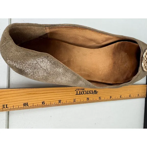 COACH Metallic Bronze‎ Leather Ballet Flats With Circle Logo Accent Women Size 8 - Image 7