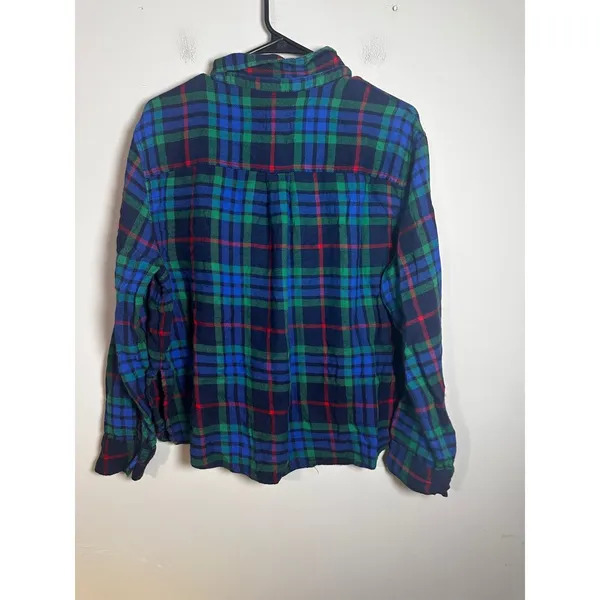 Aerie Womens Blue Green Red Tartan Plaid Flannel Button Down Shirt‎ Size M - Image 3