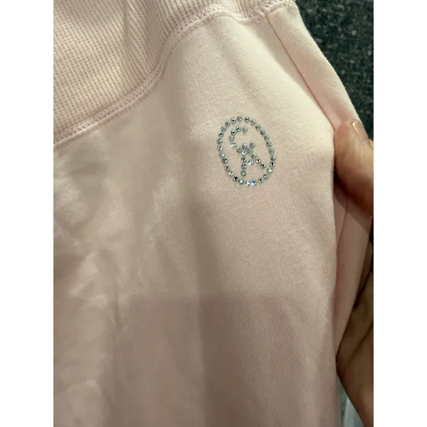 Christine Alexander Women Tracksuit L Pink Y2K Rhinestone Crown Hoodie Pants Set - Image 9