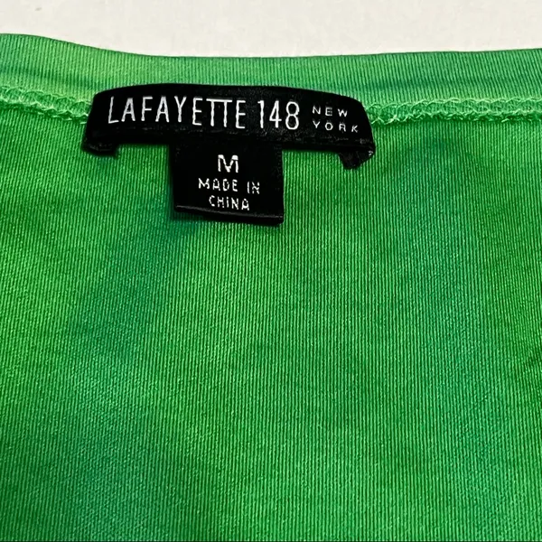 Lafayette 148 New York Womens Size Medium Green Ombre Short Sleeve Shirt‎ *FLAW* - Image 2