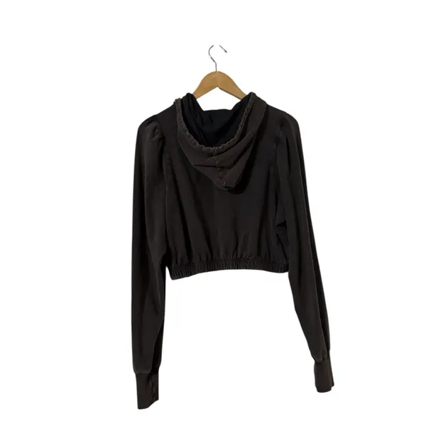 FREE PEOPLE FP Movement Hot Shot Brown Crop Hoodie Sweatshirt - Image 3