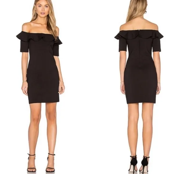 Amanda Uprichard‎ Off Shoulder Sia Dress Black XS - Image 2