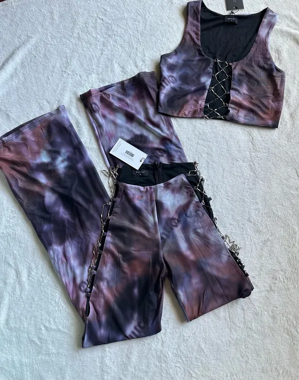Outcast Clothing 2 Piece Set Zafira Crop Top Abstract Autumn Size L Zafira Pants Abstract Autumn Size M - Image 4