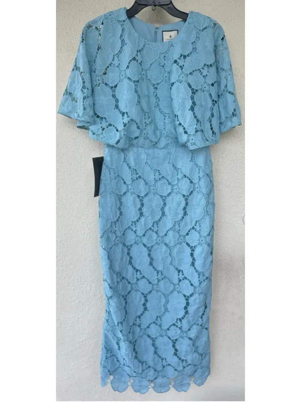 Tuckernuck Cameo Blue Eyelet Cape Leah Dress 8 Tea Garden Party Wedding Bridal - Image 7