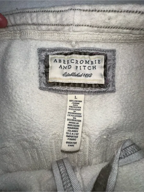 VTG Y2K Abercrombie & Fitch Sweatpants Gray Spellout Back Logo Joggers Large - Image 9