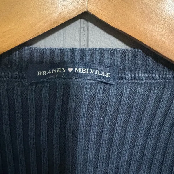 BRANDY MELVILLE Blue V-Neck Ribbed Sweater - Image 4