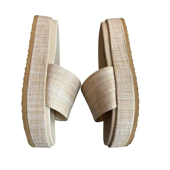 Steve Madden Women’s 9 Kasper Woven Textured Platform Slide‎ Sandals Beige Tan - Image 2