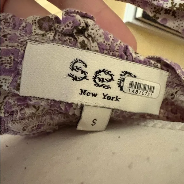SEA‎ NEW YORK Ida Apron Dress Floral Open Back Midi Size Small Lavender Purple - Image 7