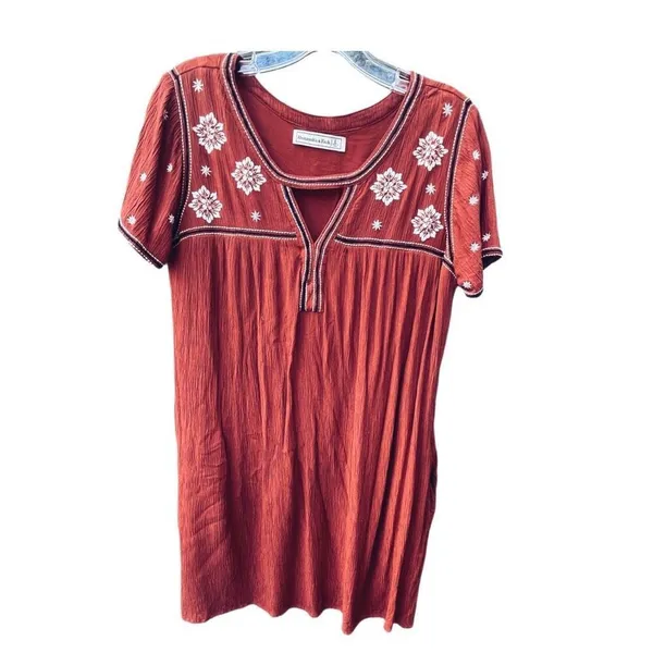 Abercrombie & Fitch size L embroidered rust lined dress pockets. - Image 2
