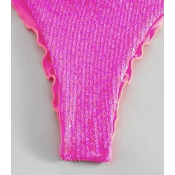 Amy Babe Sequin Halter Bikini Set Swimsuit Cheeky Pink Womans' S - Image 6