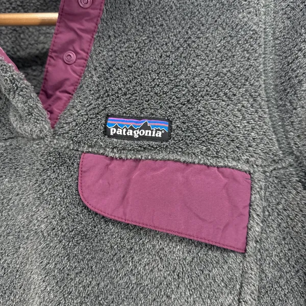 Patagonia Re-Tool Snap-T Fleece Pullover Grey Purple Polartec Women's Size Small - Image 4