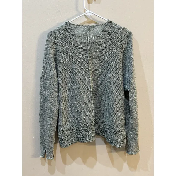 Pour Toi Green Cardigan Sweater Size XL‎ Open Collar Lagenlook Artsy Unique - Image 2