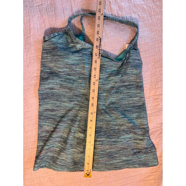 Lululemon Power Y Tank Top Teal Blue Space Dye Built-in Bra Size 10 - Image 2