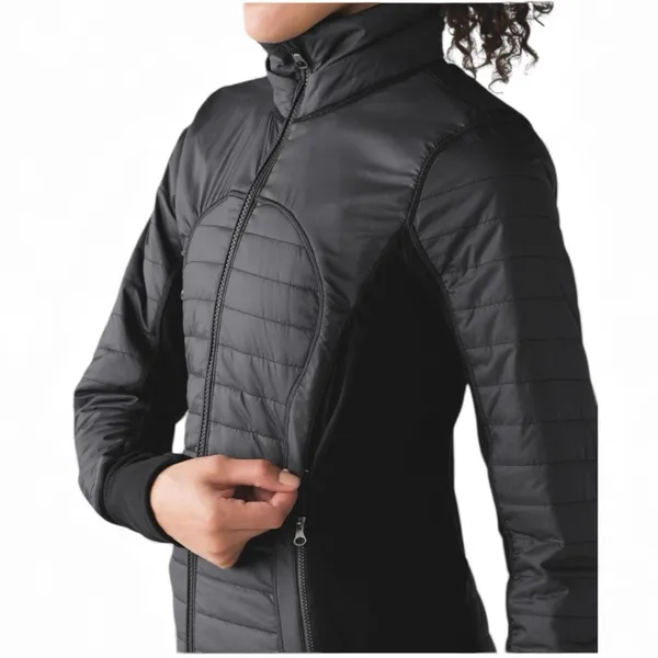 LULULEMON FIRST MILE Black Gorpcore Active Quilted Hooded Jacket Size 6 - Image 4