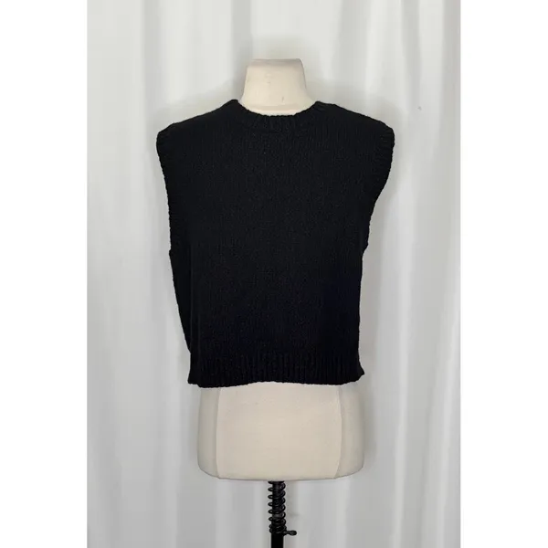 COACH Crewneck Sweater Vest Black Embroidered Organic Cotton Wool Cashmere Large - Image 9