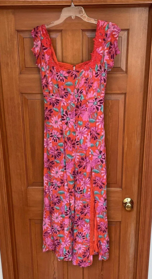 Free People Pink Floral Maxi Slit Dress - Image 3