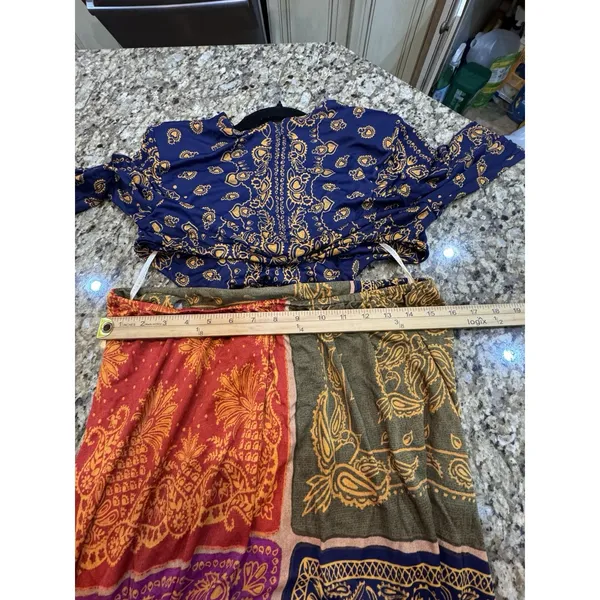 Farm Rio Bandana Dream Knotted Cutout Printed Jersey Maxi Dress Size Large - Image 13
