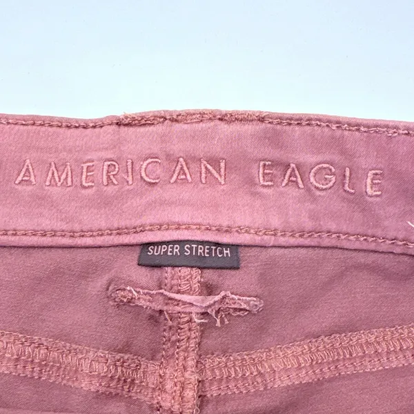 American Eagle Super Stretch Utility Pants Womens 10 Pink Tie Waist Cargo Slim - Image 6