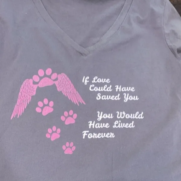 Grey & pink T-shirt size XLarge pet graphic - Image 6