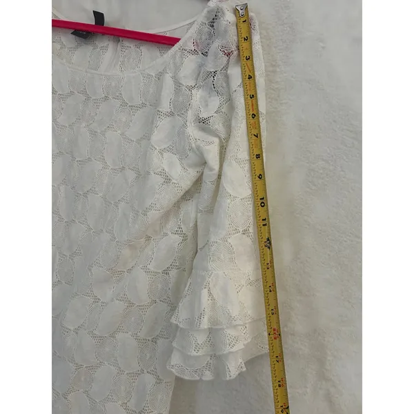 Muse White Lace Ruffle‎ Bell Sleeve Shift Dress Womens Size 8 Bridal Graduation - Image 7