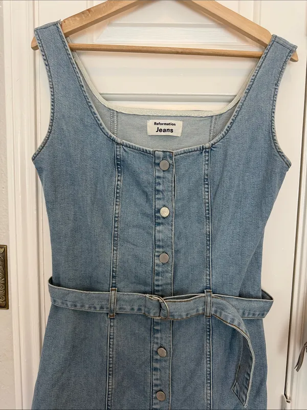 Reformation Harlowe denim button down mini dress - Image 5