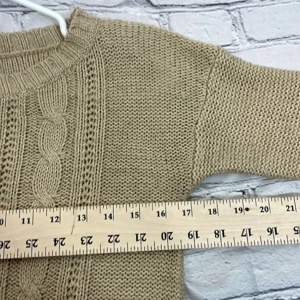 Faded Glory cable knit camel color sweater size small - Image 10