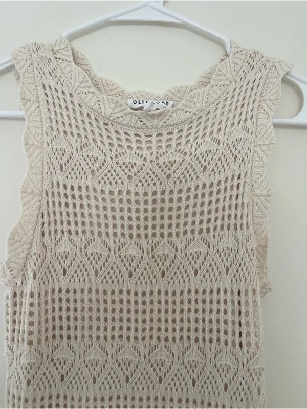 Sleeveless Cream Crochet Maxi Dress - Image 4