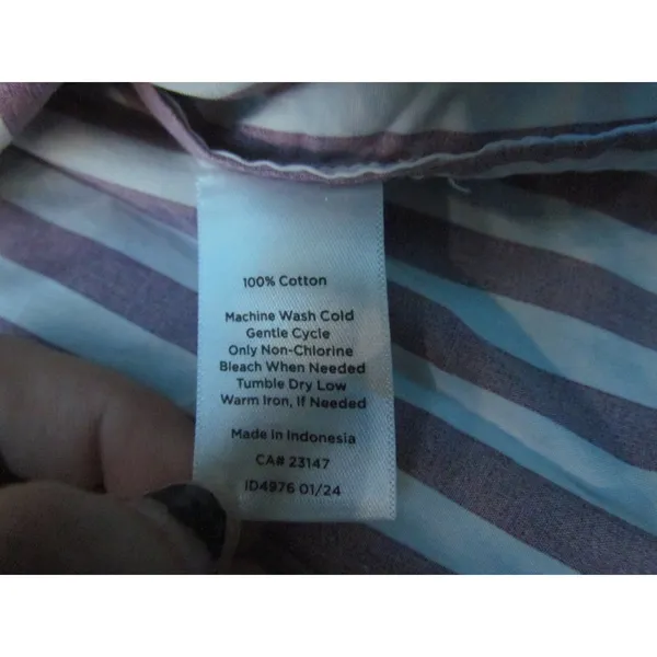 Talbots Button Down Shirt S Burgundy White Striped‎ Cotton Long Sleeve Classic - Image 3