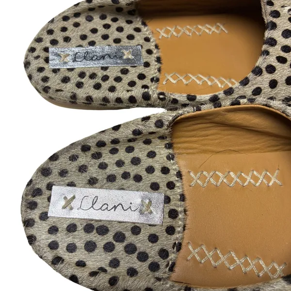 Clanni Calf Hair Polka Dot Mules Tassel Pointed Toe Tan Black Shoes Size 7.5 - Image 4