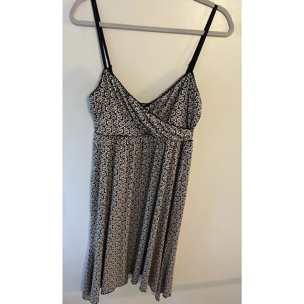Vintage Max Studio Y2K Tank Slip Dress Slinky Sz.Medium~Made In USA~Black/Beige - Image 2