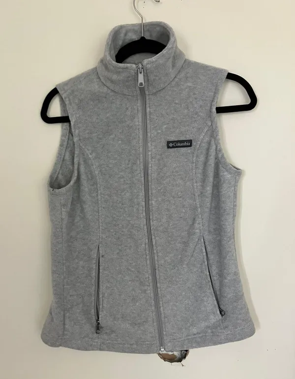 Gray Fleece Full Zip Fall Spring Vest - Image 2