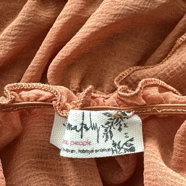 Free People Intimately M Ruffle Cinched Flutter Sleeve Bodysuit Burnt Orange - Image 3