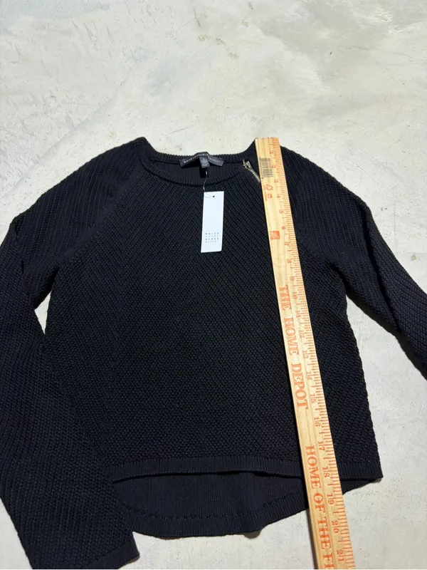 White House black market NWT Black Knit Zip-Accent Women's Sweater SMALL MSRP$74 - Image 3