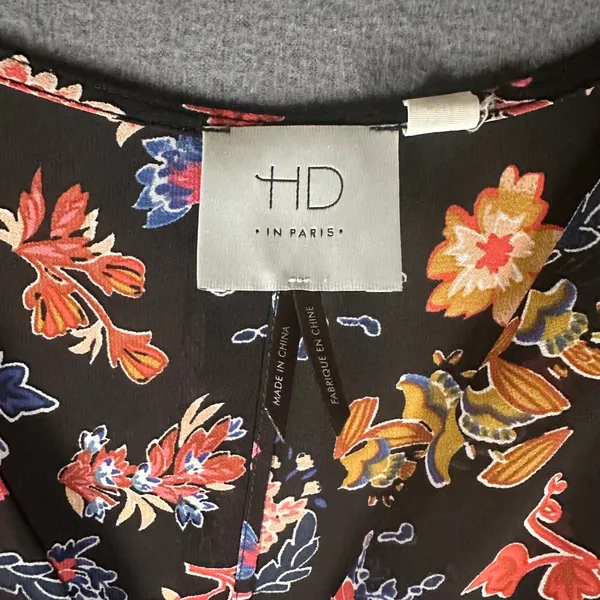 Anthro HD in Paris Maxi Dress‎ Womens US 4 Sheer Floral Chiffon Cottage Peasant - Image 4