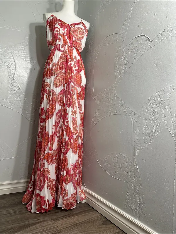 Express Pink & Orange Paisley Cutout Maxi Dress - Image 7